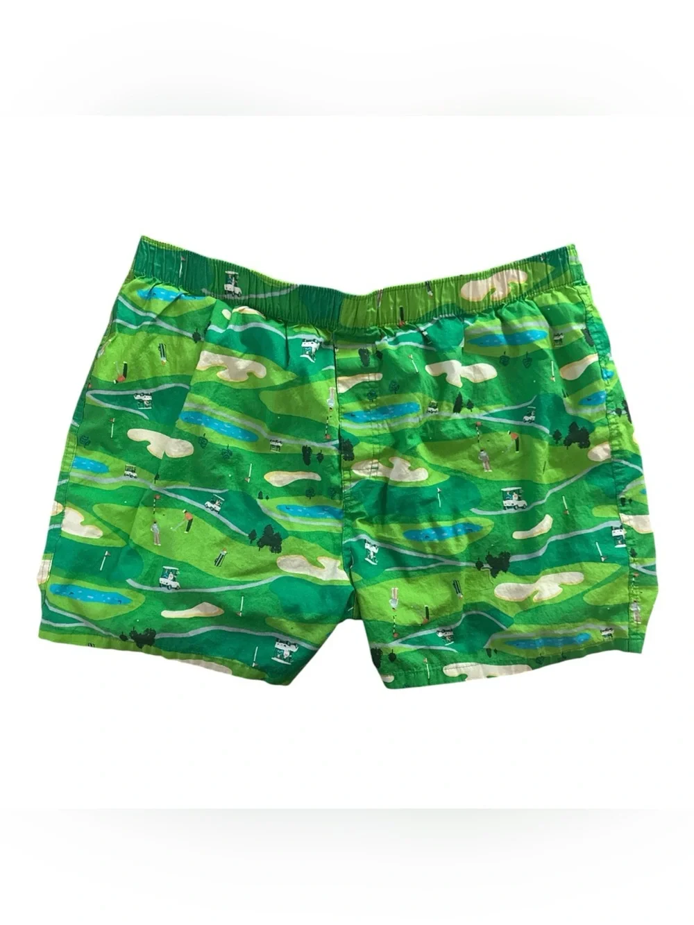 Old Navy Men’s XL Green and Light Blue Golf Course Print Boxer Loungewear Shorts